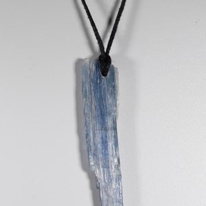 Raw Blue Kyanite Combo Necklace, Kyanite Pendant, Raw Kyanite Necklace with adjustable cord
