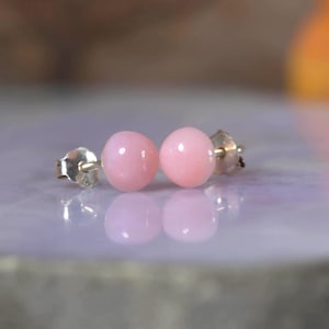 Pink Opal Stud  Earrings , Sterling silver post and backs,Peruvian pink opal Post earrings ,October Birthstone Earrings