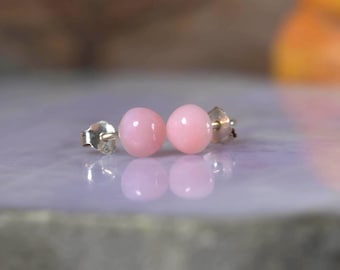 Pink Opal Stud  Earrings , Sterling silver post and backs,Peruvian pink opal Post earrings ,October Birthstone Earrings