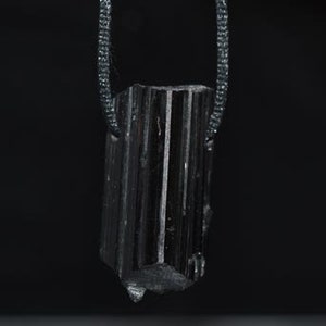 Black Natural Tourmaline Crystal raw  Pendant  Natural crystal Tourmaline Double terminated crystal Necklace