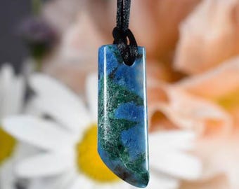 Quantum Quattro shattuckite chrysocolla dioptase malachite Polished pendant, shattuckite, natural shattuckite crystals polished