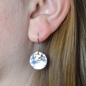 Hammered Disc Mixed Metal Earrings,  Sterling Silver and gold filled, Hammered Earrings, High Polish, Leaf Earrings, Ready to Ship