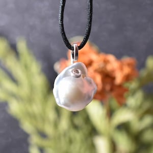 Baroque Freshwater Pearl Natural Pendant, Irregular Baroque Pendant Drop Set in Sterling, Natural  Baroque Pearls Bead  with cord