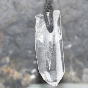 Quartz crystal Lemurian Seed crystal pendant Necklace with cord , Natural Brazilian Crystal Necklace