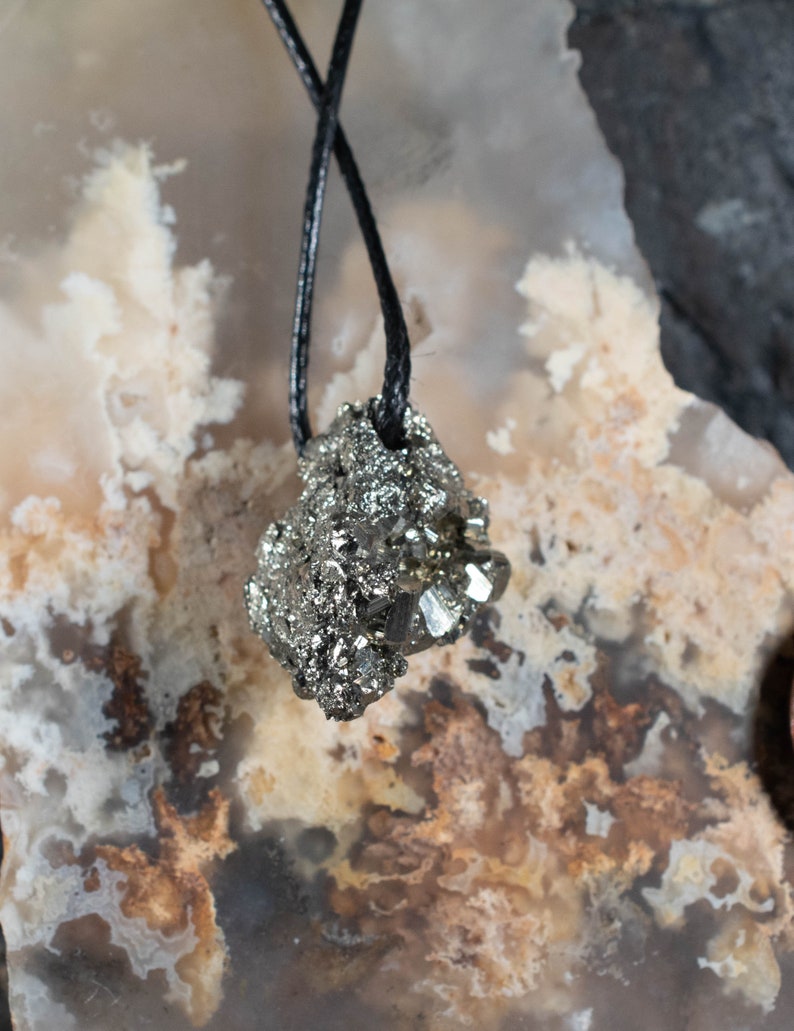 Pyrite Cluster Pendant Entwined Lustrous Pyrite Pendant Mine Cluster Interlocking Natural Crystals Peru