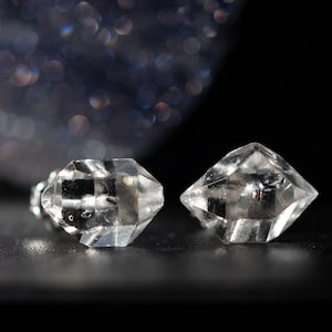 Herkimer diamond post Earrings with Herkimer diamond quartz crystal, 6-9 mm Herkimer stud earrings Lightweight Sterling