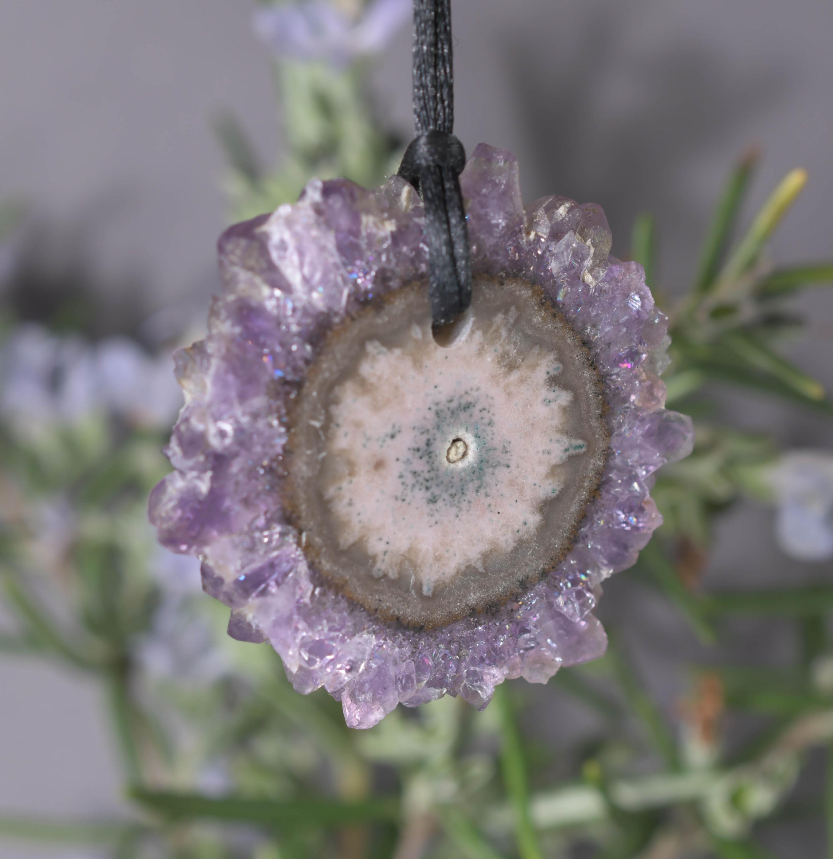 Amethyst stalactite pendant Uruguay Chalcedony Raw Crystal Druzy Amethyst Pendant purple Druzy Cab pendant