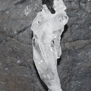 Quartz crystal Faden crystal pendant Necklace with cord , Natural Quartz  Crystal Necklace