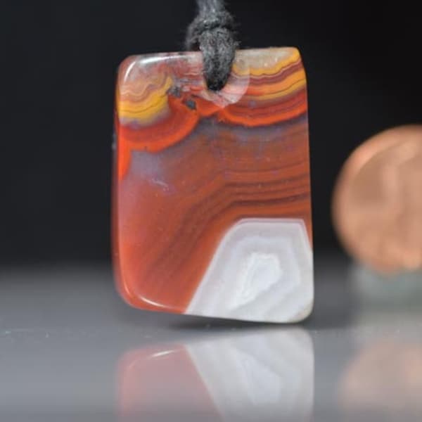 Moroccan Fortification Agate Pendant Polished Agate Necklace