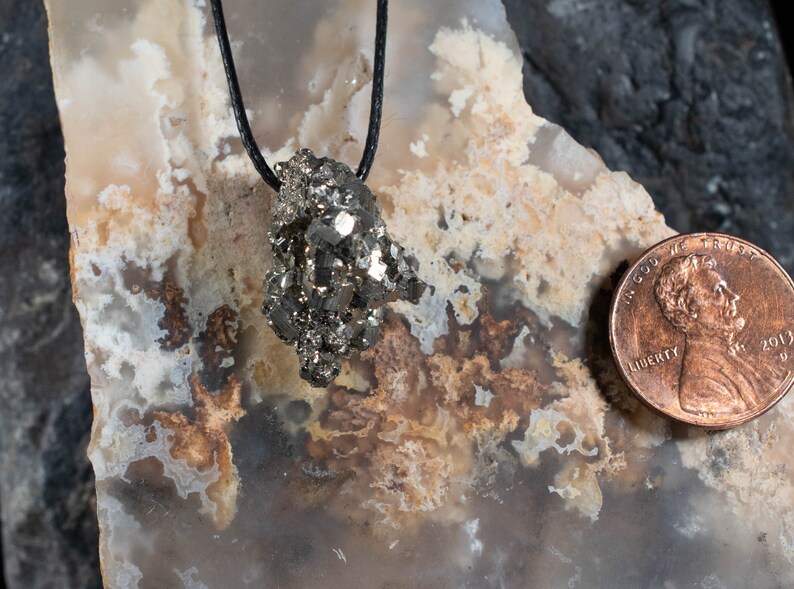 Pyrite Cluster Pendant Entwined Lustrous Pyrite Pendant Mine Cluster Interlocking Natural Crystals Peru