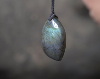 Spectrolite Labradorite Polished  Natural Pendant with cord