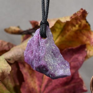 RUBY in ZOISITE Crystal Pendant , With Pargasite , Anyolite Specimen Pendant, Natural Polished  Mineral Healing and Meditation Stone