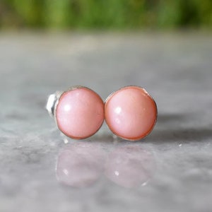 Pink Opal Stud  Earrings , Sterling silver post and backs,Peruvian pink opal Post earrings ,October Birthstone Earrings