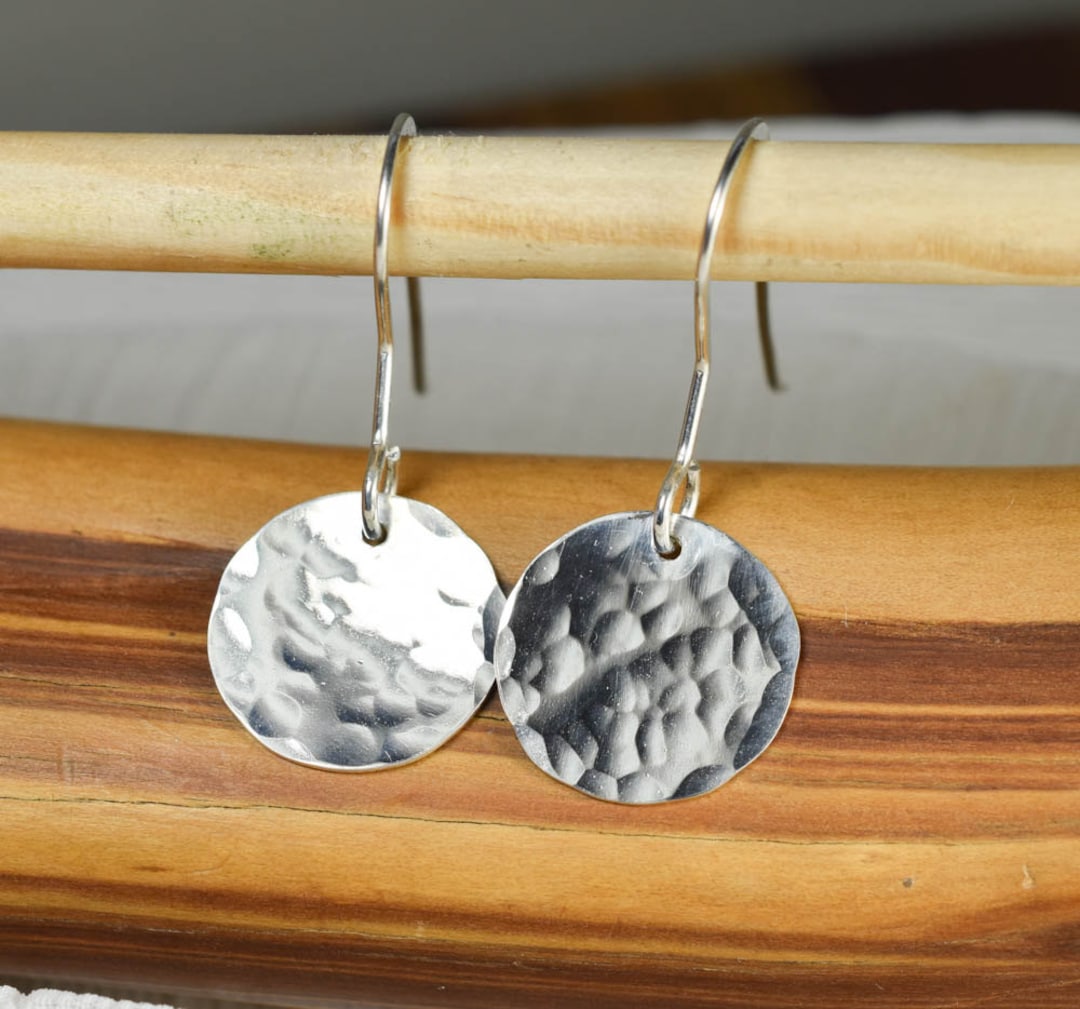 Earrings Round Hammered Discs Silver - Bec Stern