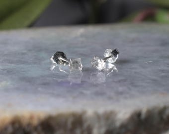 Herkimer-diamanten oorbellen met klein Herkimer-diamant kwartskristal, 3-6 mm Herkimer-stekers Lichtgewicht sterling