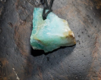 Peruvian Blue Opal rough Pendant • Beautiful Sky Blue Rough Opal pendant,Andean Blue Opal Necklace,Meditation Stone,Healing Stone