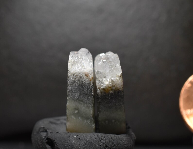 Quartz Chalcedony Raw Crystal Druzy druse Cabochon Cab pair