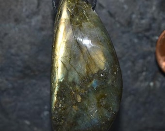 Spectrolite Labradorite Polished  Natural Pendant with cord