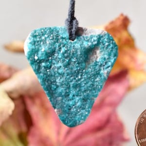 Natural Dioptase Ashirite Pendant ,Raw Crystal Druzy Pendant Cabochon, Dioptase Necklace