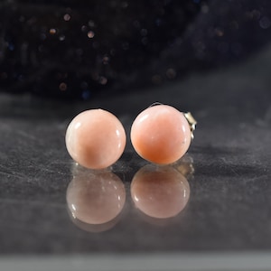 Pink Opal Stud  Earrings , Sterling silver post and backs,Peruvian pink opal Post earrings ,October Birthstone Earrings