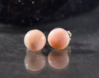 Pink Opal Stud  Earrings , Sterling silver post and backs,Peruvian pink opal Post earrings ,October Birthstone Earrings