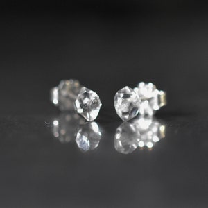 Herkimer diamond post Earrings with Herkimer diamond quartz crystal, 6 mm Herkimer stud earrings Lightweight Sterling