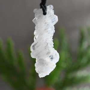Quartz crystal Faden crystal pendant Necklace with cord , Natural Quartz  Crystal Necklace