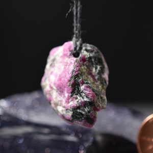 RUBY in ZOISITE Crystal Pendant , With Pargasite , Anyolite Specimen Pendant, Natural Polished  Mineral Healing and Meditation Stone