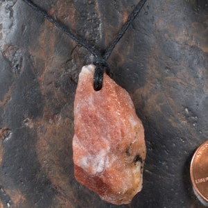 Orange Indian  Sunstone gemstone Pendant Necklace, top quality Natural  sun stone crystal uncut Crystal with cord