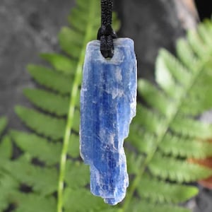 Raw Blue Kyanite Combo Necklace, Kyanite Pendant, Raw Kyanite Necklace with adjustable cord