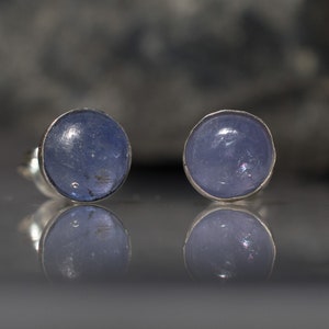 Tanzanite Gemstone Post Earrings with Sterling Silver ,Tanzanite stud sterling silver earrings