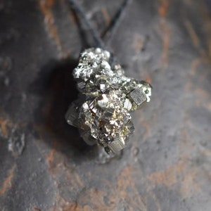 Pyrite Cluster Pendant Entwined Lustrous Pyrite Pendant Mine Cluster Interlocking Natural Crystals Peru