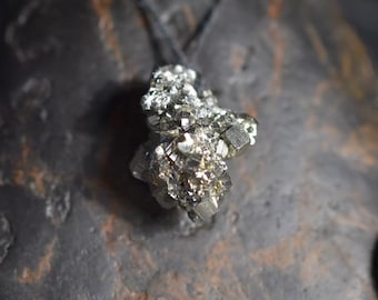 Pyrite Cluster Pendant Entwined Lustrous Pyrite Pendant Mine Cluster Interlocking Natural Crystals Peru