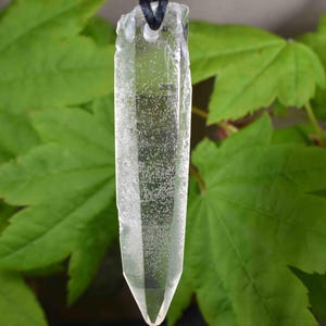 Quartz crystal Lemurian Seed crystal pendant Necklace with cord , Natural Brazilian Crystal Necklace
