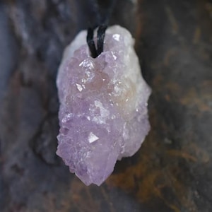 Amethyst Spirit Quartz Point Pendant, natural, Spirit Quartz Crystal Necklace Pendant with Cord