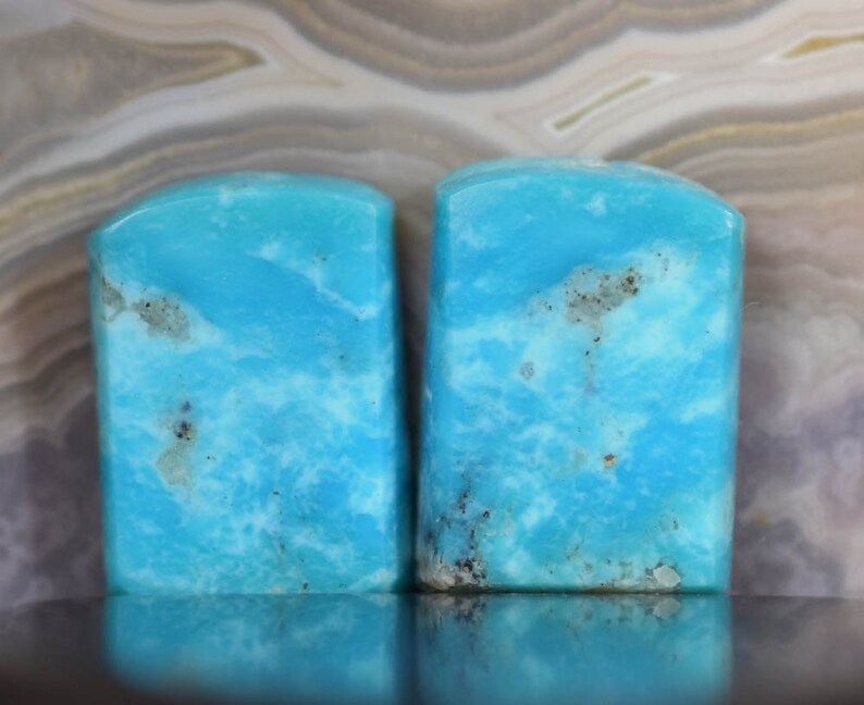 Turquoise Matching Cabochon pair Number Kingman Arizona Mine Matching Cabochons