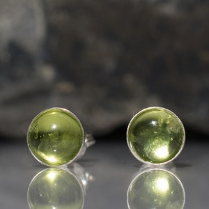 Peridot Cabochon Cab  gemstone Post earrings, top quality  Peridot stud earrings sterling silver peridot post earrings