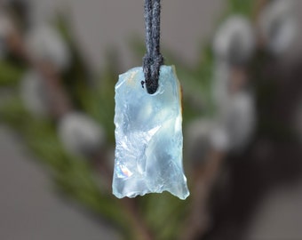 Péruvien-Bleu-Opale-Collier-Beau-Ciel-Bleu-Rugueux-Opale-pendentif