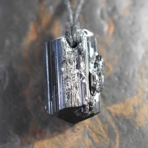 Black Natural Tourmaline Crystal raw  Pendant  Natural crystal Tourmaline Double terminated crystal Necklace BT
