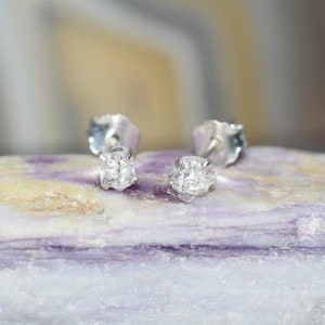 Herkimer diamond post Earrings with small Herkimer diamond quartz crystal, 4  mm Herkimer stud earrings Lightweight Sterling