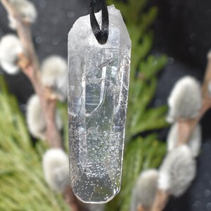Quartz crystal Lemurian Seed crystal pendant Necklace with cord , Natural Brazilian Crystal Necklace