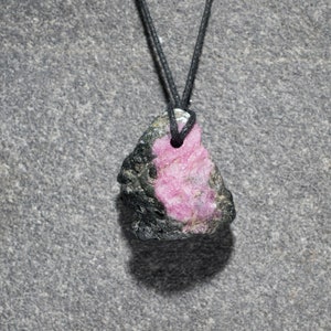 RUBY in ZOISITE Crystal Pendant , With Pargasite , Anyolite Raw Specimen Pendant, Natural Mineral Healing and Meditation Stone