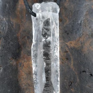 Quartz crystal Lemurian crystal wand of light pendant Necklace with cord , Natural Columbian  Crystal Necklace