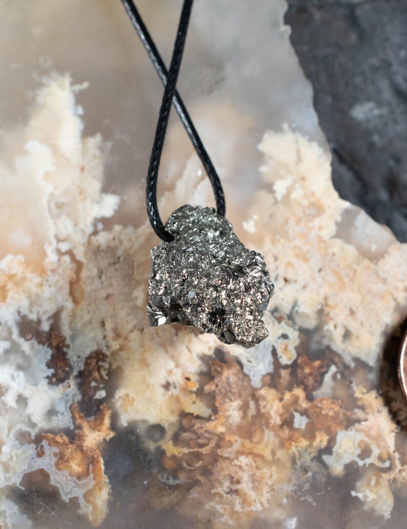 Pyrite Cluster Pendant Entwined Lustrous Pyrite Pendant Mine Cluster Interlocking Natural Crystals Peru