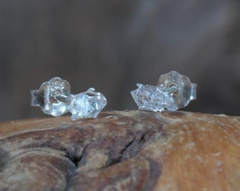 Herkimer diamond post Earrings with small Herkimer diamond quartz crystal, 5 mm Herkimer stud earrings Lightweight Sterling