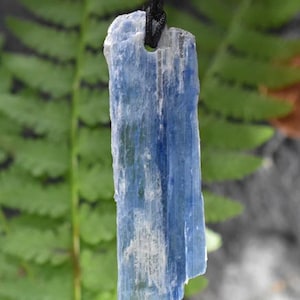 Raw Blue Kyanite Combo Necklace, Kyanite Pendant, Raw Kyanite Necklace with adjustable cord