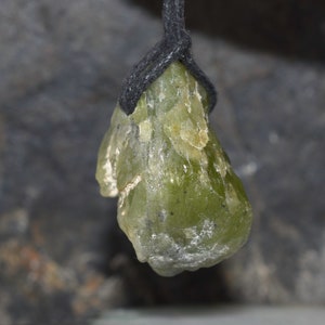Peridot Crystal gemstone Pendant Necklace, top quality Natural  Pakistan Peridot crystal uncut   with cord