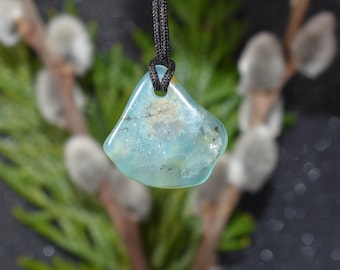 Peruvian Blue Opal rough Pendant • Beautiful Sky Blue Rough Opal pendant,Andean Blue Opal Necklace,Meditation Stone,Healing Stone
