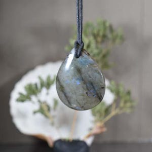 Spectrolite Labradorite Polished  Natural Pendant with cord