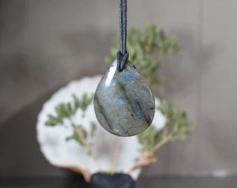 Spectrolite Labradorite Polished  Natural Pendant with cord